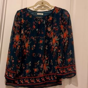 Max Studio blouse with holiday floral print